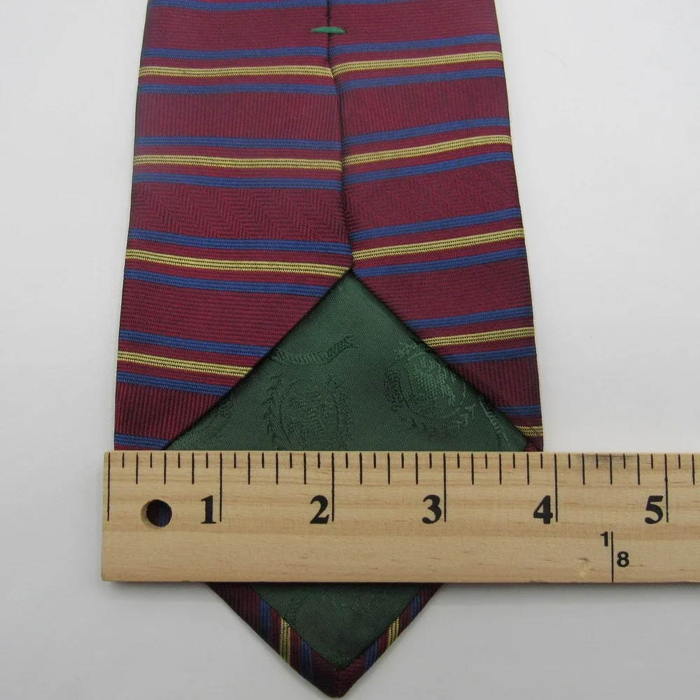 Tommy Hilfiger Necktie Mens OS Burgundy Excellent Striped Silk Herringbone Tie